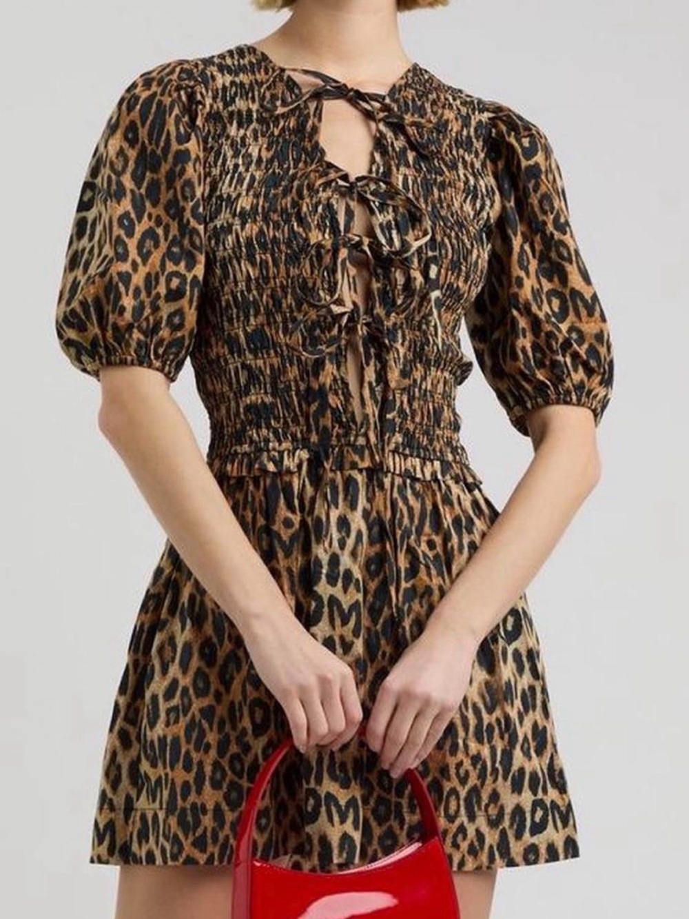 Damson Madder Leopard Print Drop Waist Mini Dress